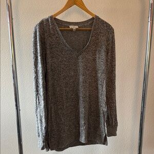 Gray V-Neck Women's Top